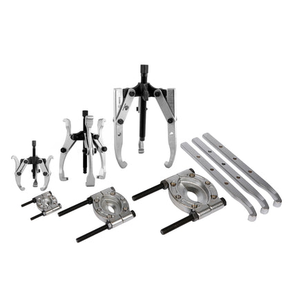 08420600 puller kit showing 3 assembled pullers, 3 extra legs and 3 different size bearing removers