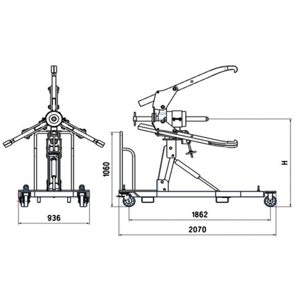 20973100 - 100T Hydraulic Puller on Trolley