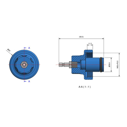 dimensional drawing of 33158200 cooling cap