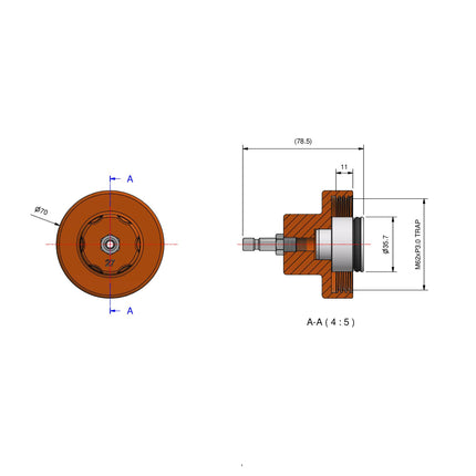dimensional drawing of 33158300 cooling cap
