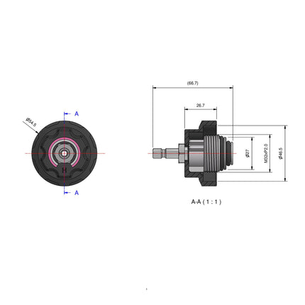 dimensional drawing of 33158500 cooling cap