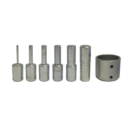 set of 5 press pieces and adaptor for use with a 20T hydraulic press