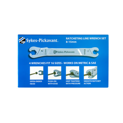 68100000 - 4 Pc Ratcheting Line Wrench Set 8-15mm (5/16" - 19/32")