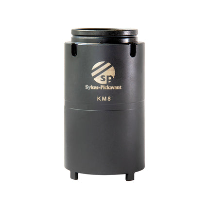 A black metal extension tube with 'Sykes-Pickavant KM8' printed on the side.